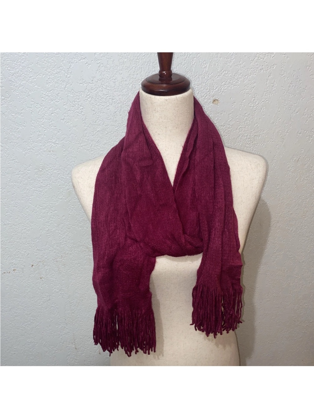 Echo Fringe Scarf in Deep Berry